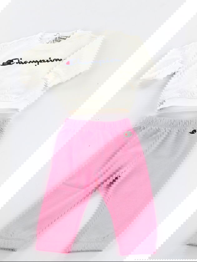 TUTA felpata girocollo bimba CHAMPION BABY BIANCO ROSA