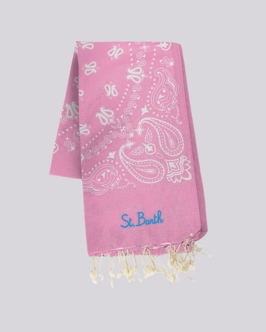 Telo mare cotone Saint Barth - rosa bandana