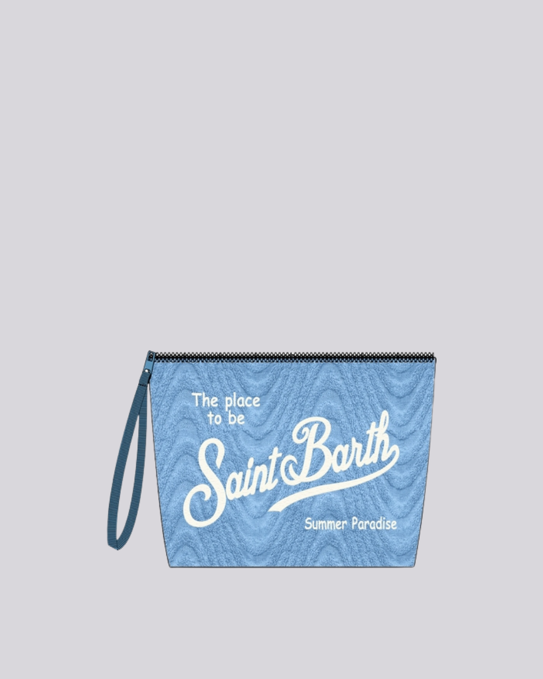 Pochette Saint Barth in spugna - celeste