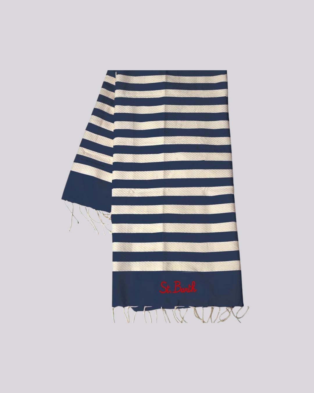 Telo mare cotone Saint Barth - a righe blu e bianco