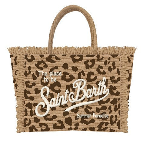 borsa COLETTE STRAW N LEOPARD 18 EMB