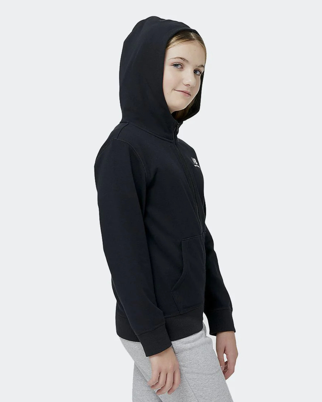 New Balance felpa garzata cappuccio zip  - bambina nero