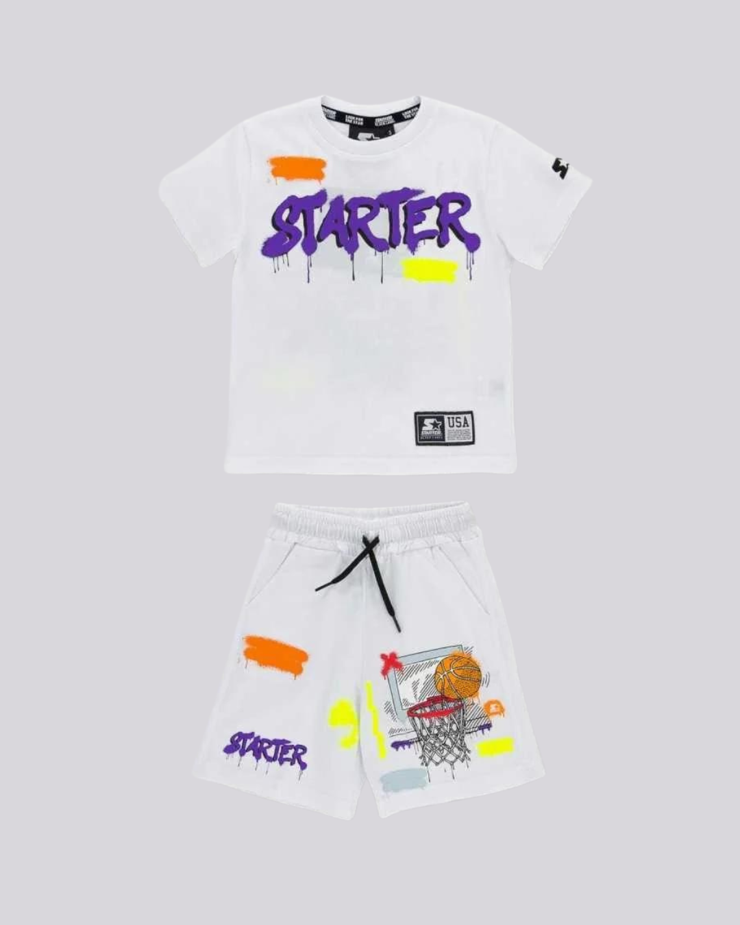 COMPLETO BIMBO T-SHIRT + BERMUDA STARTER BIANCO