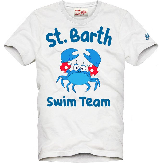 t-shirt BOY FLOATING CRAB granchio bianca / //