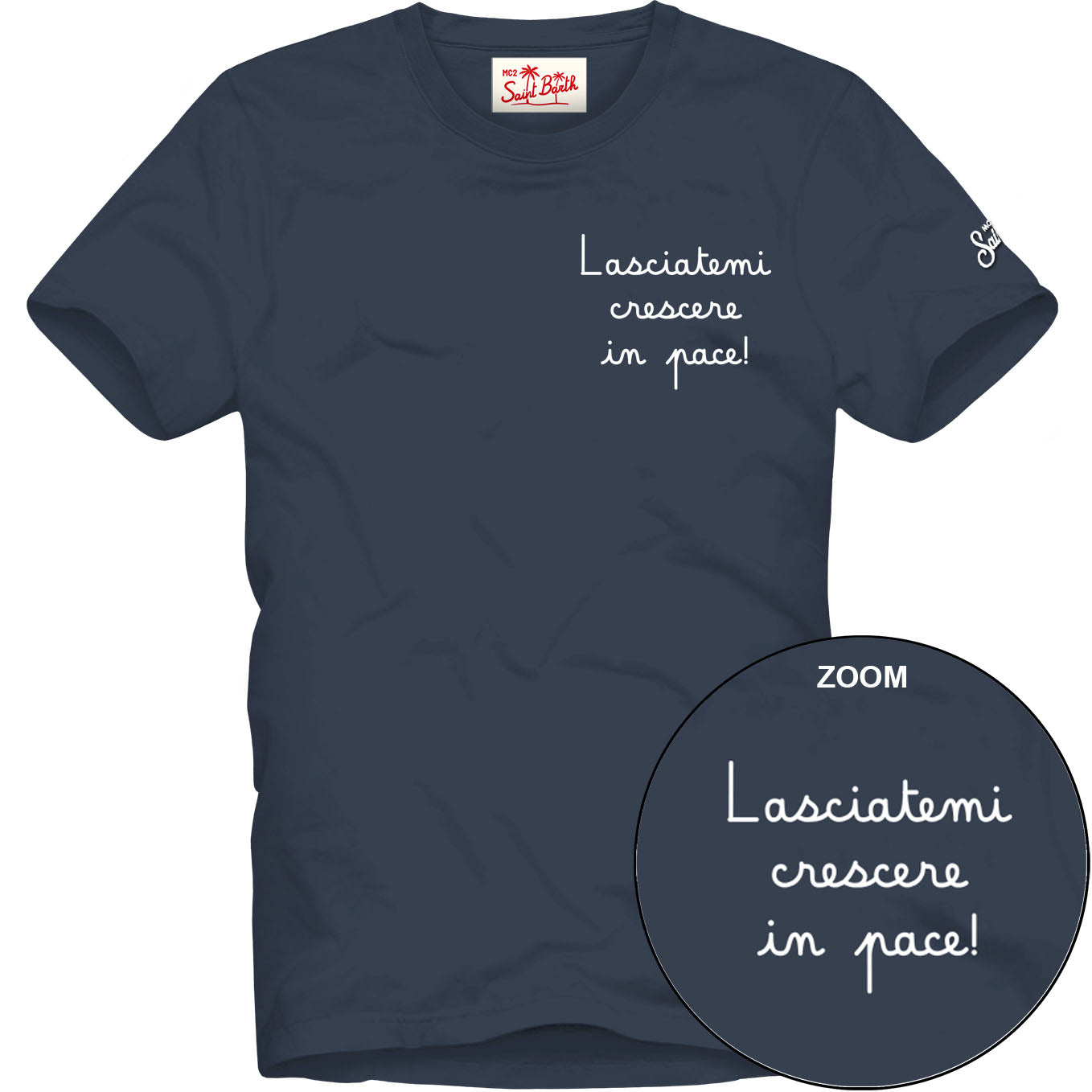 T-SHIRT "Lasciatemi crescere in pace" blu