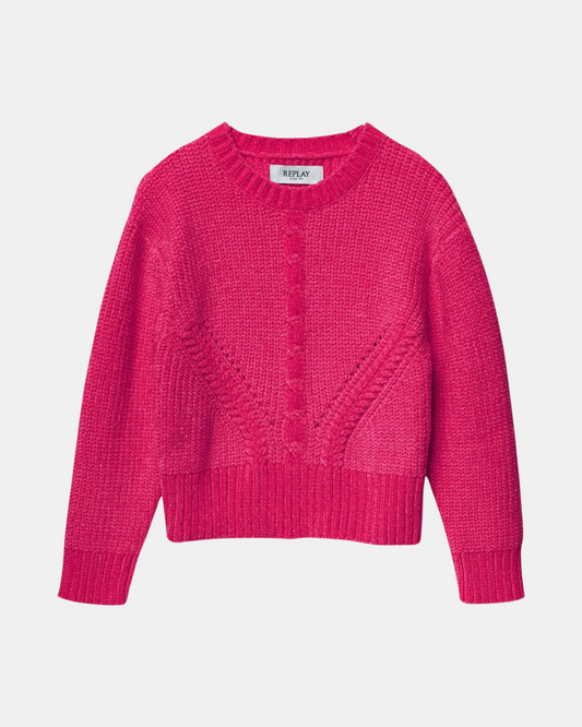 REPLAY MAGLIONE GIROCOLLO IN CINIGLIA FUXIA