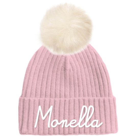 cappello Saint Barth con pompon rosa MONELLA